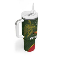 Personalised PNG Isten Hailans Provins Tumbler With Handle Papua New Guinea Plumeria Melanesian Pattern - Polynesian Pride