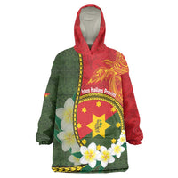 Personalised PNG Isten Hailans Provins Wearable Blanket Hoodie Papua New Guinea Plumeria Melanesian Pattern - Polynesian Pride