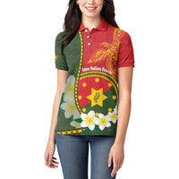 Personalised PNG Isten Hailans Provins Women Polo Shirt Papua New Guinea Plumeria Melanesian Pattern - Polynesian Pride