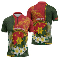 Personalised PNG Isten Hailans Provins Zipper Polo Shirt Papua New Guinea Plumeria Melanesian Pattern LT14 - Polynesian Pride