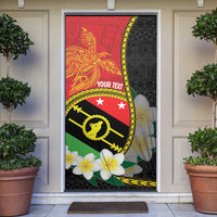 Personalised PNG Sauten Hailans Door Cover Papua New Guinea Plumeria Melanesian Pattern - Polynesian Pride