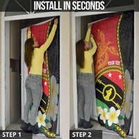 Personalised PNG Sauten Hailans Door Cover Papua New Guinea Plumeria Melanesian Pattern - Polynesian Pride