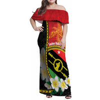 Personalised PNG Sauten Hailans Family Matching Off Shoulder Maxi Dress and Hawaiian Shirt Papua New Guinea Plumeria Melanesian Pattern - Polynesian Pride