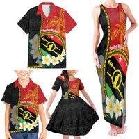 Personalised PNG Sauten Hailans Family Matching Tank Maxi Dress and Hawaiian Shirt Papua New Guinea Plumeria Melanesian Pattern - Polynesian Pride