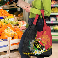 Personalised PNG Sauten Hailans Grocery Bag Papua New Guinea Plumeria Melanesian Pattern - Polynesian Pride