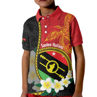 Personalised PNG Sauten Hailans Kid Polo Shirt Papua New Guinea Plumeria Melanesian Pattern - Polynesian Pride