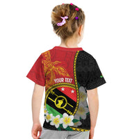 Personalised PNG Sauten Hailans Kid T Shirt Papua New Guinea Plumeria Melanesian Pattern - Polynesian Pride