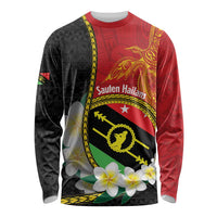 Personalised PNG Sauten Hailans Long Sleeve Shirt Papua New Guinea Plumeria Melanesian Pattern - Polynesian Pride