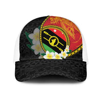 PNG Sauten Hailans Mesh Trucker Cap Papua New Guinea Plumeria Melanesian Pattern - Polynesian Pride