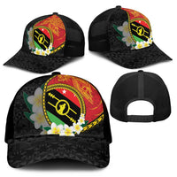 PNG Sauten Hailans Mesh Trucker Cap Papua New Guinea Plumeria Melanesian Pattern - Polynesian Pride