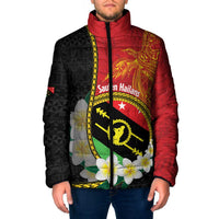 Personalised PNG Sauten Hailans Padded Jacket Papua New Guinea Plumeria Melanesian Pattern - Polynesian Pride