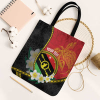 Personalised PNG Sauten Hailans Tote Bag Papua New Guinea Plumeria Melanesian Pattern - Polynesian Pride