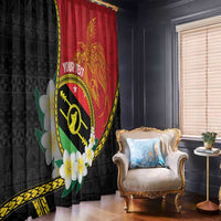 Personalised PNG Sauten Hailans Window Curtain Papua New Guinea Plumeria Melanesian Pattern - Polynesian Pride