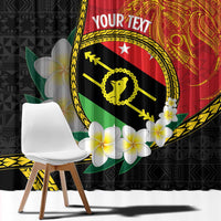 Personalised PNG Sauten Hailans Window Curtain Papua New Guinea Plumeria Melanesian Pattern - Polynesian Pride