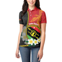 Personalised PNG Sauten Hailans Women Polo Shirt Papua New Guinea Plumeria Melanesian Pattern - Polynesian Pride