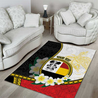 Personalised PNG Madang Provins Area Rug Papua New Guinea Plumeria Melanesian Pattern - Polynesian Pride