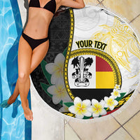 Personalised PNG Madang Provins Beach Blanket Papua New Guinea Plumeria Melanesian Pattern - Polynesian Pride