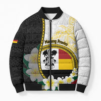 Personalised PNG Madang Provins Bomber Puffer Jacket Papua New Guinea Plumeria Melanesian Pattern - Polynesian Pride