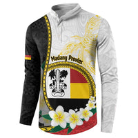 Personalised PNG Madang Provins Button Sweatshirt Papua New Guinea Plumeria Melanesian Pattern - Polynesian Pride