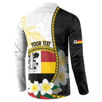 Personalised PNG Madang Provins Button Sweatshirt Papua New Guinea Plumeria Melanesian Pattern - Polynesian Pride