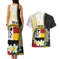 Personalised PNG Madang Provins Couples Matching Tank Maxi Dress and Hawaiian Shirt Papua New Guinea Plumeria Melanesian Pattern - Polynesian Pride
