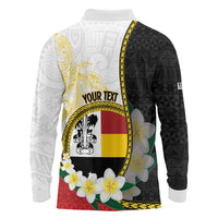 Personalised PNG Madang Provins Long Sleeve Polo Shirt Papua New Guinea Plumeria Melanesian Pattern - Polynesian Pride