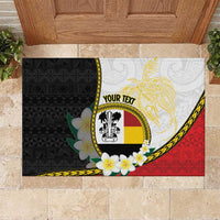 Personalised PNG Madang Provins Rubber Doormat Papua New Guinea Plumeria Melanesian Pattern - Polynesian Pride
