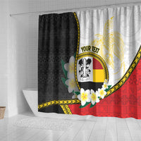 Personalised PNG Madang Provins Shower Curtain Papua New Guinea Plumeria Melanesian Pattern - Polynesian Pride