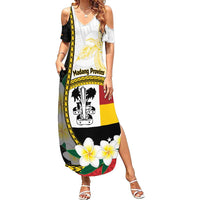 Personalised PNG Madang Provins Summer Maxi Dress Papua New Guinea Plumeria Melanesian Pattern - Polynesian Pride