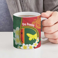 Personalised PNG Oro Provins Ceramic Mug Papua New Guinea Plumeria Melanesian Pattern - Polynesian Pride