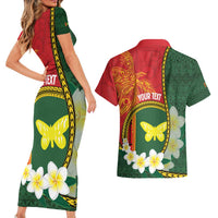 Personalised PNG Oro Provins Couples Matching Short Sleeve Bodycon Dress and Hawaiian Shirt Papua New Guinea Plumeria Melanesian Pattern - Polynesian Pride