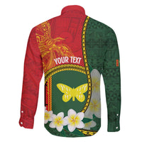 Personalised PNG Oro Provins Family Matching Off The Shoulder Long Sleeve Dress and Hawaiian Shirt Papua New Guinea Plumeria Melanesian Pattern - Polynesian Pride
