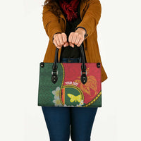 Personalised PNG Oro Provins Leather Bag Papua New Guinea Plumeria Melanesian Pattern - Polynesian Pride
