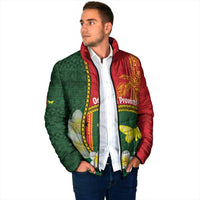 Personalised PNG Oro Provins Padded Jacket Papua New Guinea Plumeria Melanesian Pattern - Polynesian Pride