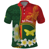 Personalised PNG Oro Provins Polo Shirt Papua New Guinea Plumeria Melanesian Pattern - Polynesian Pride