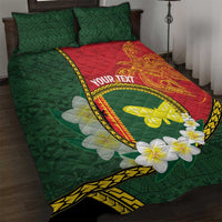 Personalised PNG Oro Provins Quilt Bed Set Papua New Guinea Plumeria Melanesian Pattern - Polynesian Pride