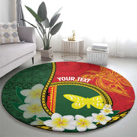 Personalised PNG Oro Provins Round Carpet Papua New Guinea Plumeria Melanesian Pattern - Polynesian Pride