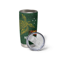 Personalised PNG Oro Provins Tumbler Cup Papua New Guinea Plumeria Melanesian Pattern - Polynesian Pride