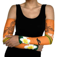 Personalised PNG Niu Ailan Arm Sleeves Papua New Guinea Plumeria Melanesian Pattern - Polynesian Pride
