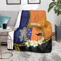 Personalised PNG Niu Ailan Blanket Papua New Guinea Plumeria Melanesian Pattern - Polynesian Pride