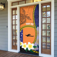 Personalised PNG Niu Ailan Door Cover Papua New Guinea Plumeria Melanesian Pattern - Polynesian Pride
