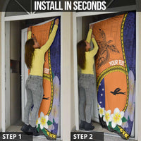 Personalised PNG Niu Ailan Door Cover Papua New Guinea Plumeria Melanesian Pattern - Polynesian Pride