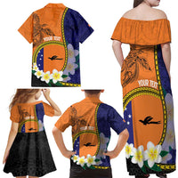 Personalised PNG Niu Ailan Family Matching Off Shoulder Maxi Dress and Hawaiian Shirt Papua New Guinea Plumeria Melanesian Pattern - Polynesian Pride