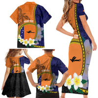 Personalised PNG Niu Ailan Family Matching Short Sleeve Bodycon Dress and Hawaiian Shirt Papua New Guinea Plumeria Melanesian Pattern - Polynesian Pride