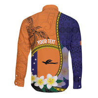 Personalised PNG Niu Ailan Long Sleeve Button Shirt Papua New Guinea Plumeria Melanesian Pattern - Polynesian Pride