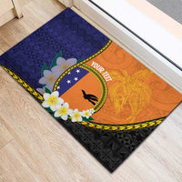 Personalised PNG Niu Ailan Rubber Doormat Papua New Guinea Plumeria Melanesian Pattern - Polynesian Pride