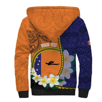 Personalised PNG Niu Ailan Sherpa Hoodie Papua New Guinea Plumeria Melanesian Pattern - Polynesian Pride