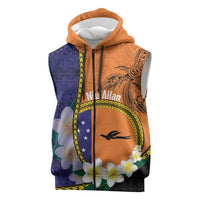 Personalised PNG Niu Ailan Sleeveless Zip Hoodie Papua New Guinea Plumeria Melanesian Pattern LT14 Orange - Polynesian Pride