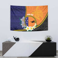 Personalised PNG Niu Ailan Tapestry Papua New Guinea Plumeria Melanesian Pattern - Polynesian Pride