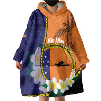 Personalised PNG Niu Ailan Wearable Blanket Hoodie Papua New Guinea Plumeria Melanesian Pattern - Polynesian Pride